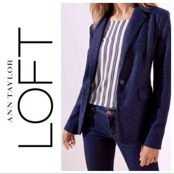 Ann Taylor Loft navy wool blend jacket Size 0 - Picture 1 of 13